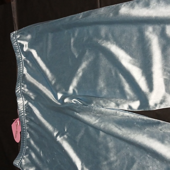 Dolls Kill Sugar Thrillz Cloudy Exes & OMGs Blue Satin & Marabou Flare Pants XXL - Picture 7 of 15